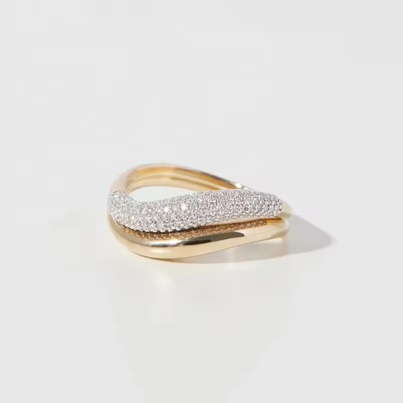 LOZRUNVE Fashion Jewelry Wholesale Sterling Silver 925 Chunky Wave Dome Ring Set for Women